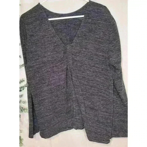 J. Jill Pure Jill Top Size Large Gray Long Sleeve Rear V Neck Twisted Knot - Picture 3 of 10